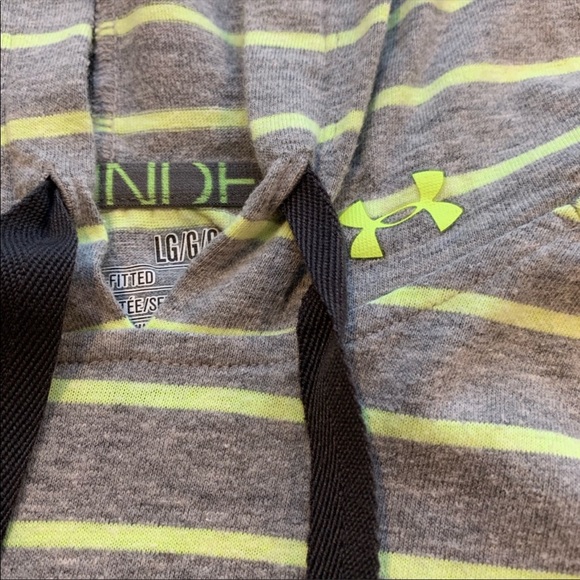 Under Armor lime green and grey stripped pullover - Picture 2 of 3